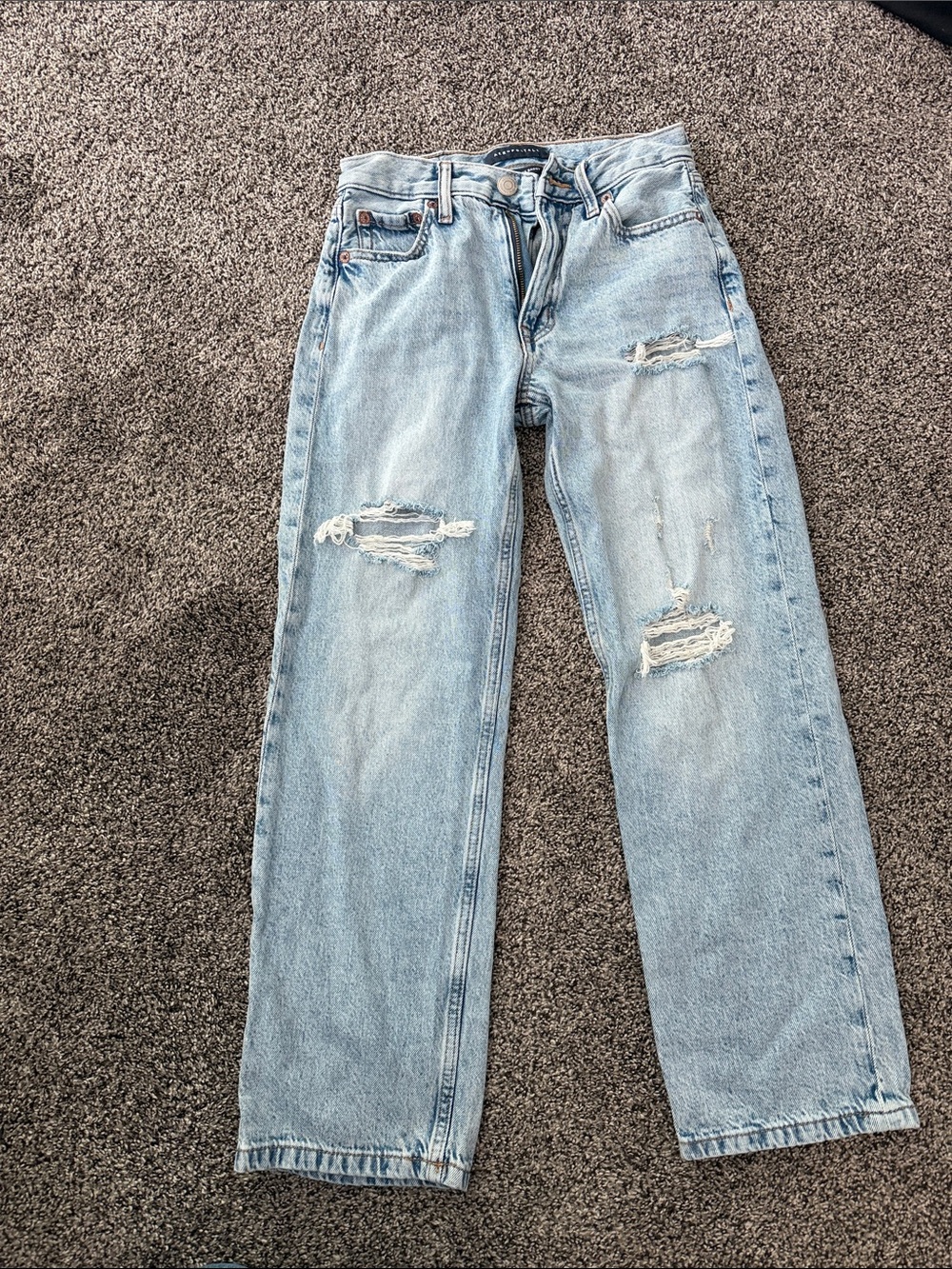 Aeropostale Light Blue Ripped Straight Leg Jeans